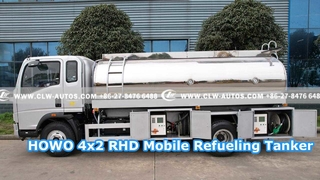 মিররড অ্যালুমিনিয়াম অ্যালয় ট্যাঙ্ক সহ HOWO 4x2 RHD মোবাইল রিফুয়েলিং ট্যাঙ্কার