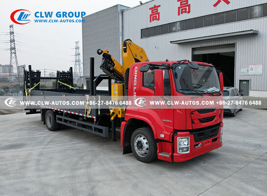 ISUZU FTR 4x2 Flatbed Truck with 6.3-Ton Knuckle Crane and 205HP Euro 6 Engine for 7,000mm Platform Transport